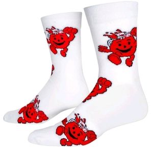 NWT! Y2K Kool-Aid Man Red White Mens Crazy Crew Sock 6-12